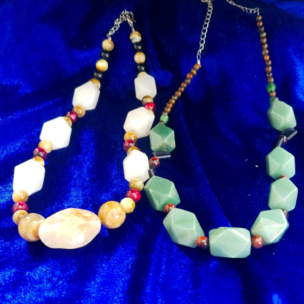 STUNNING Natural Semi-precious Stone Neclace Adjustable 2 Necklaces